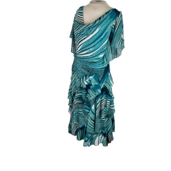 dressbarn Dresses & Skirts - Dressbarn Dress Barn Tiered Midi Dress Green Black 10 New